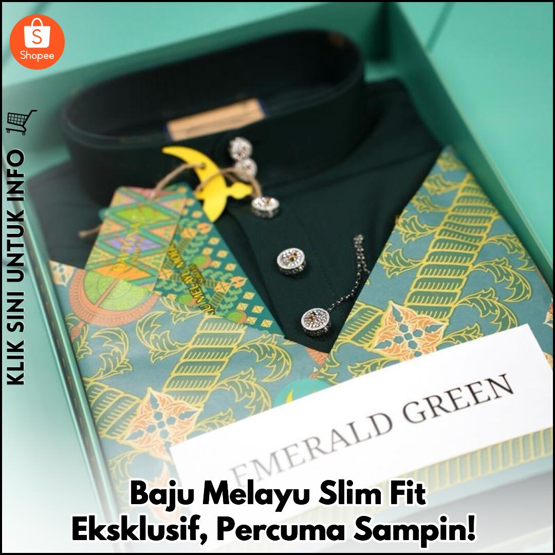 Baju Melayu Slim Fit Eksklusif, Percuma Sampin!