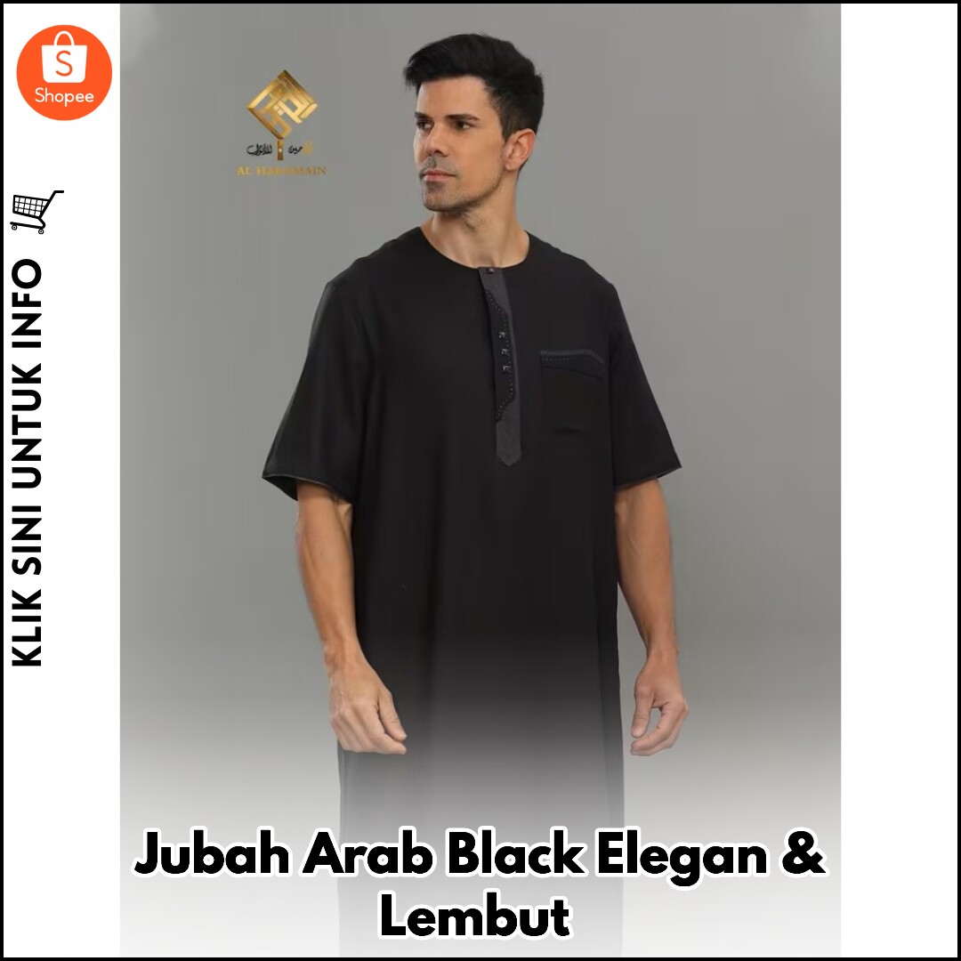 Jubah Arab Black Elegan & Lembut