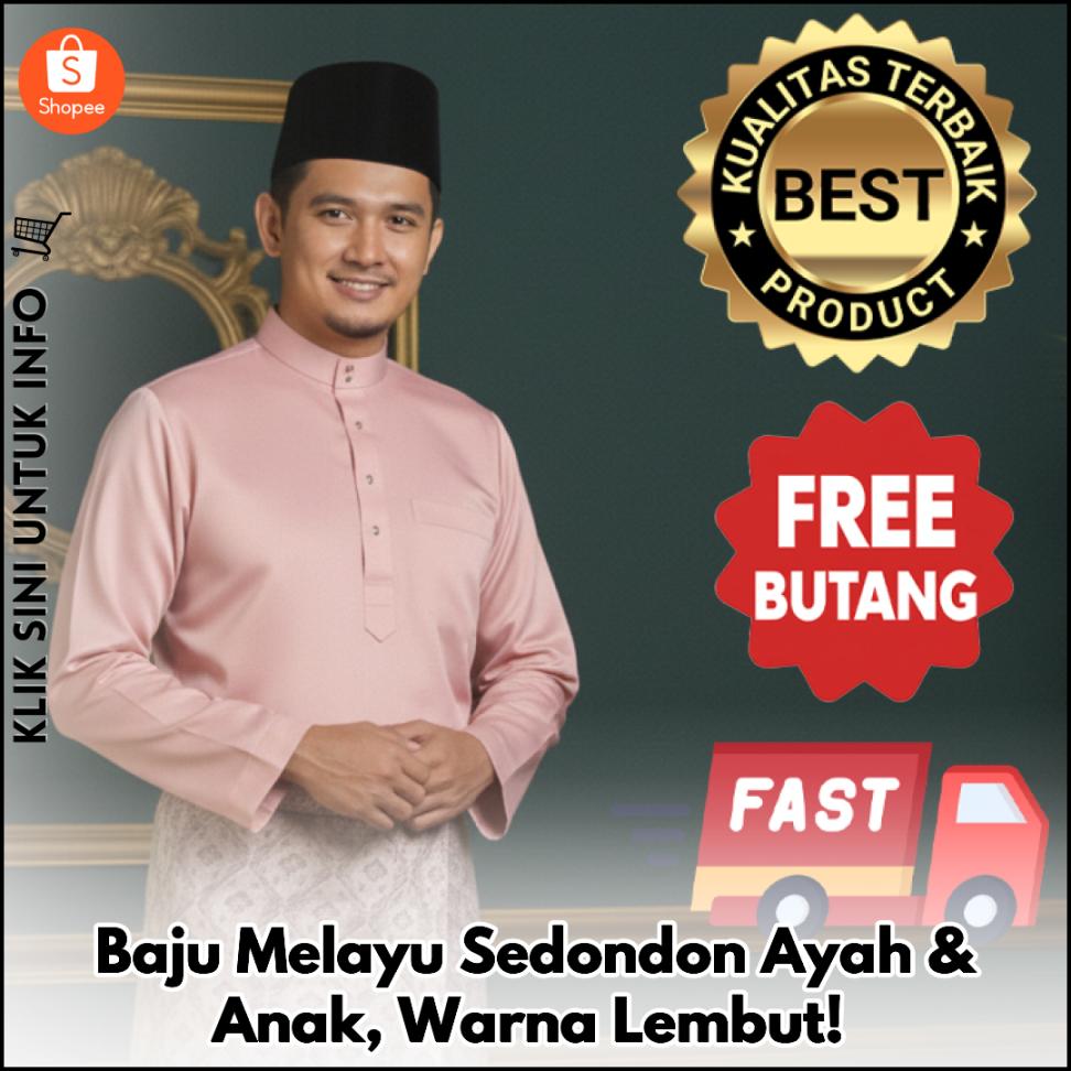 Baju Melayu Sedondon Ayah & Anak, Warna Lembut!