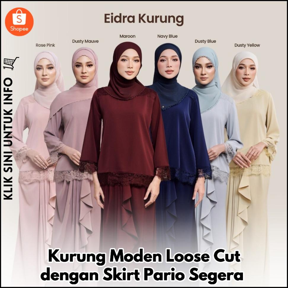 Kurung Moden Loose Cut dengan Skirt Pario Segera