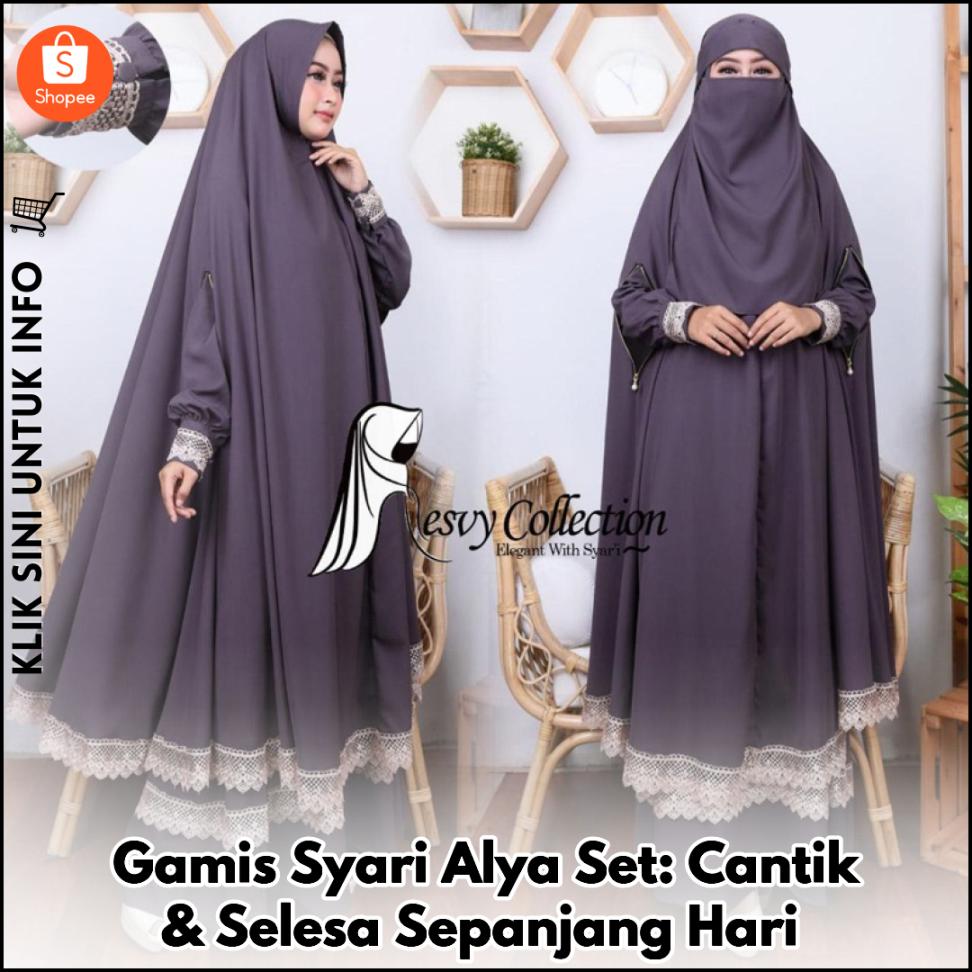 Gamis Syari Alya Set: Cantik & Selesa Sepanjang Hari