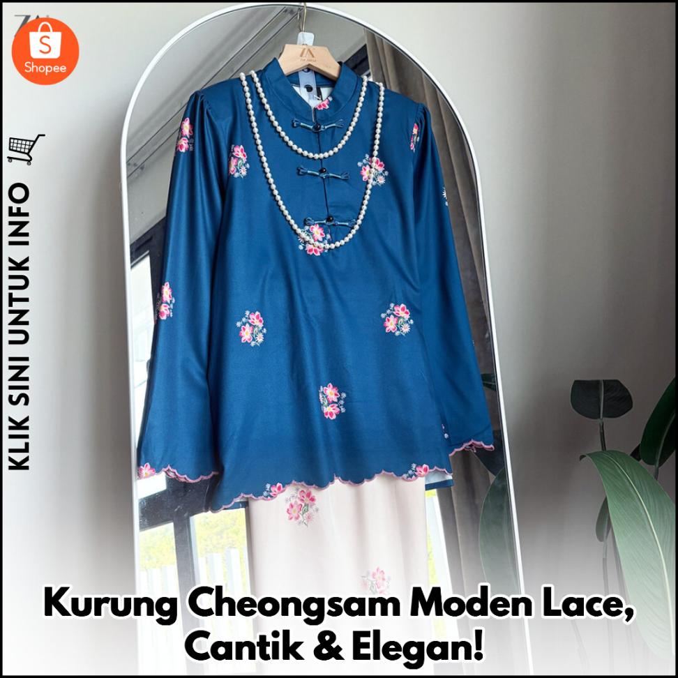 Kurung Cheongsam Moden Lace, Cantik & Elegan!