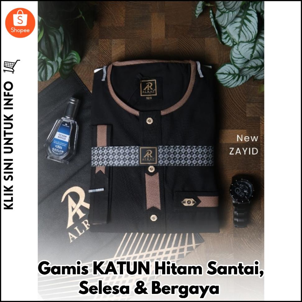 Gamis KATUN Hitam Santai, Selesa & Bergaya
