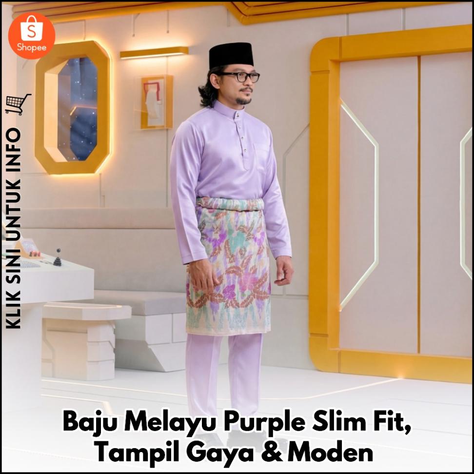 Baju Melayu Purple Slim Fit, Tampil Gaya & Moden