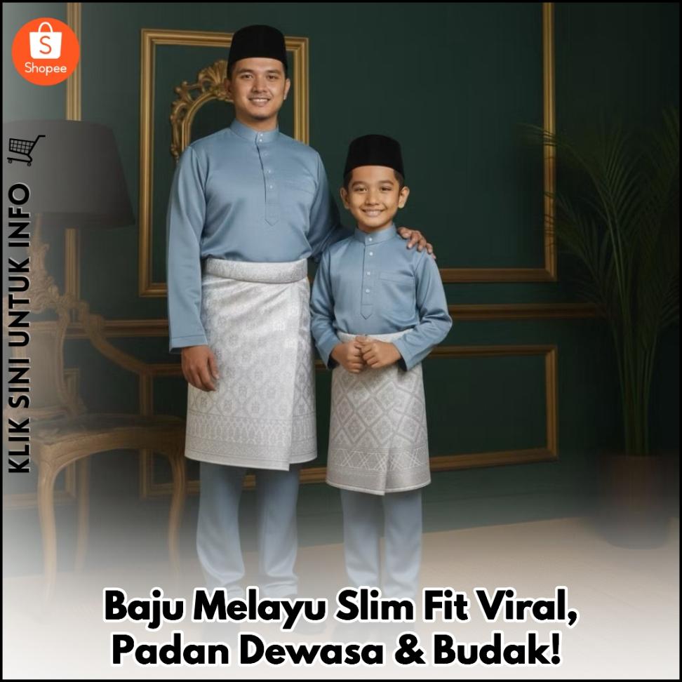 Baju Melayu Slim Fit Viral, Padan Dewasa & Budak!