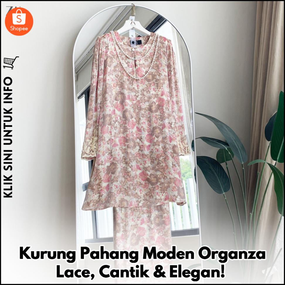 Kurung Pahang Moden Organza Lace, Cantik & Elegan!