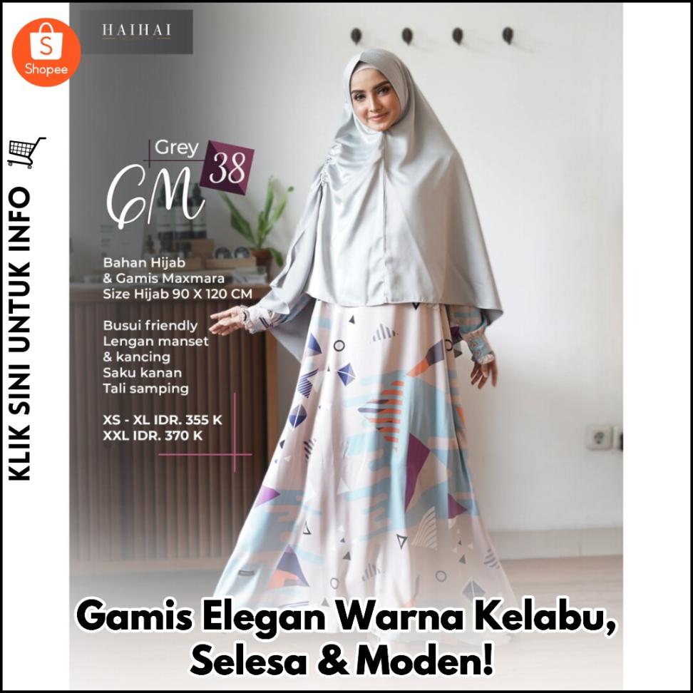 Gamis Elegan Warna Kelabu, Selesa & Moden!