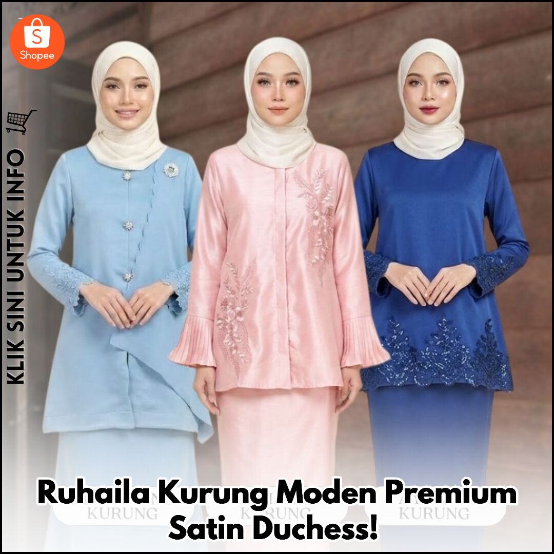 Kurung Moden Premium Satin Duchess, Cantik & Anggun!