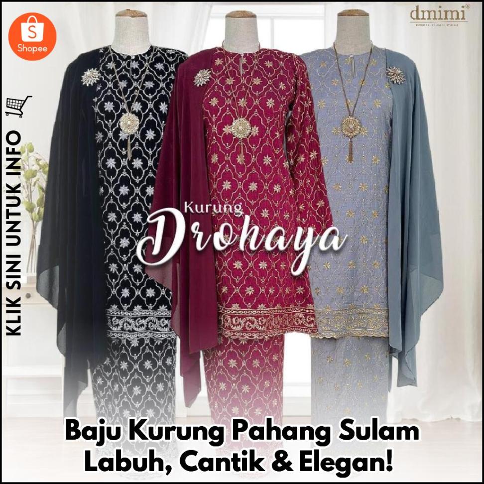 Baju Kurung Pahang Sulam Labuh, Cantik & Elegan!