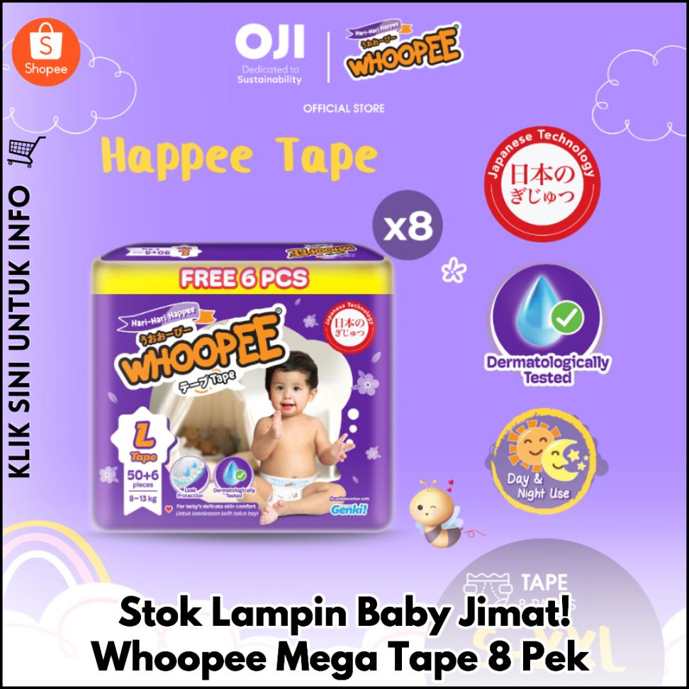 Stok Lampin Baby Jimat! Whoopee Mega Tape 8 Pek