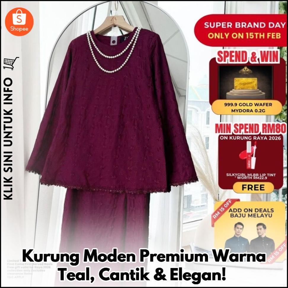 Kurung Moden Premium Warna Teal, Cantik & Elegan!
