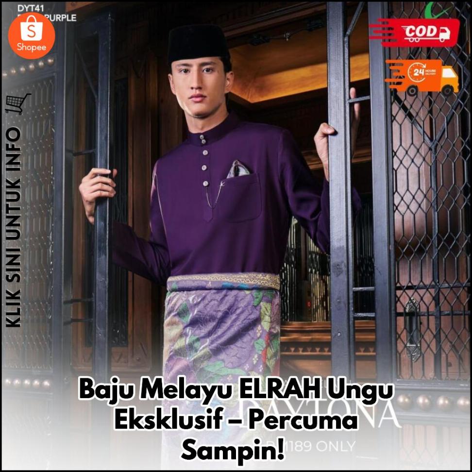 Baju Melayu ELRAH Ungu Eksklusif – Percuma Sampin!