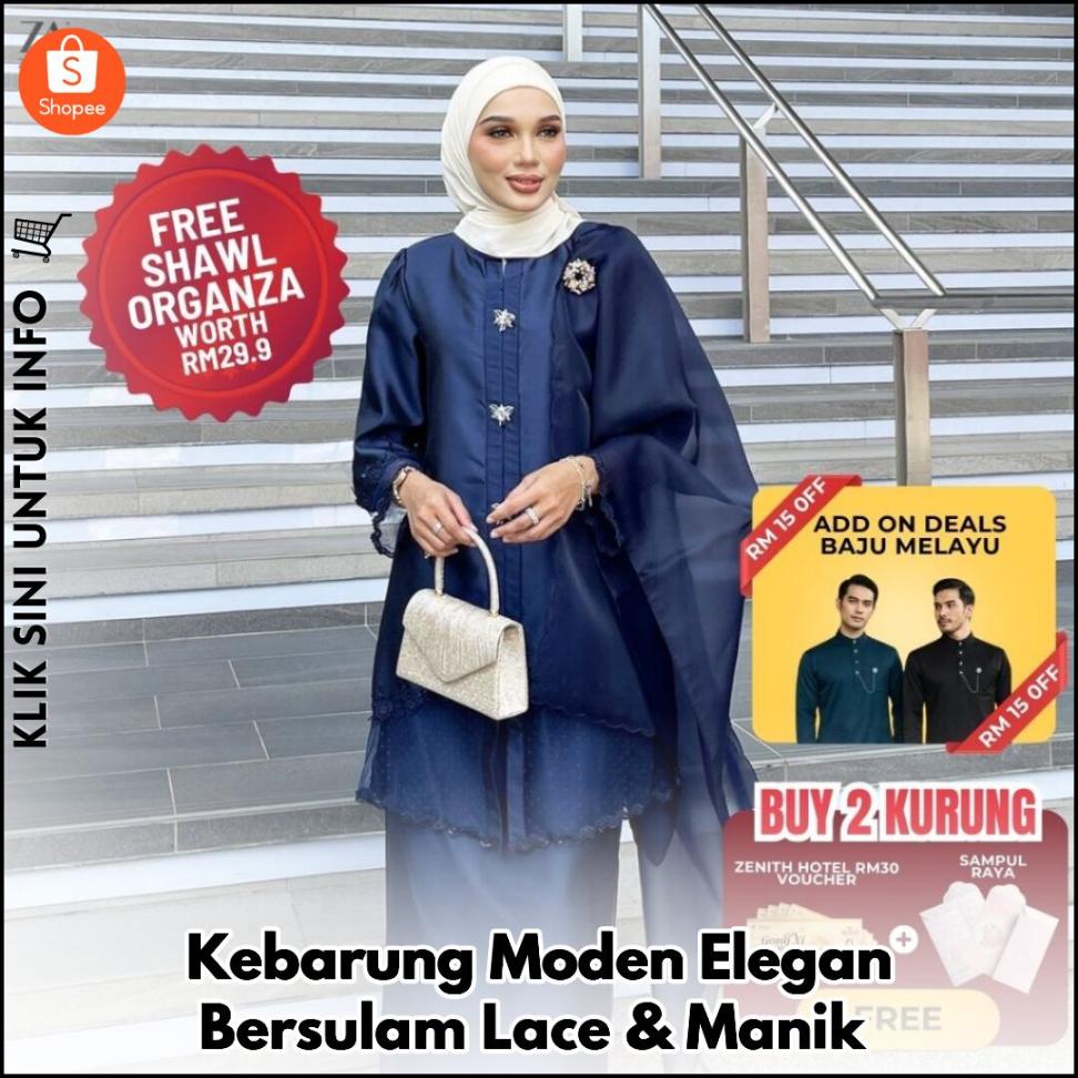 Kebarung Moden Elegan Bersulam Lace & Manik