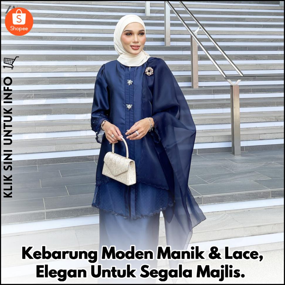 Kebarung Moden Manik & Lace, Elegan Untuk Segala Majlis.