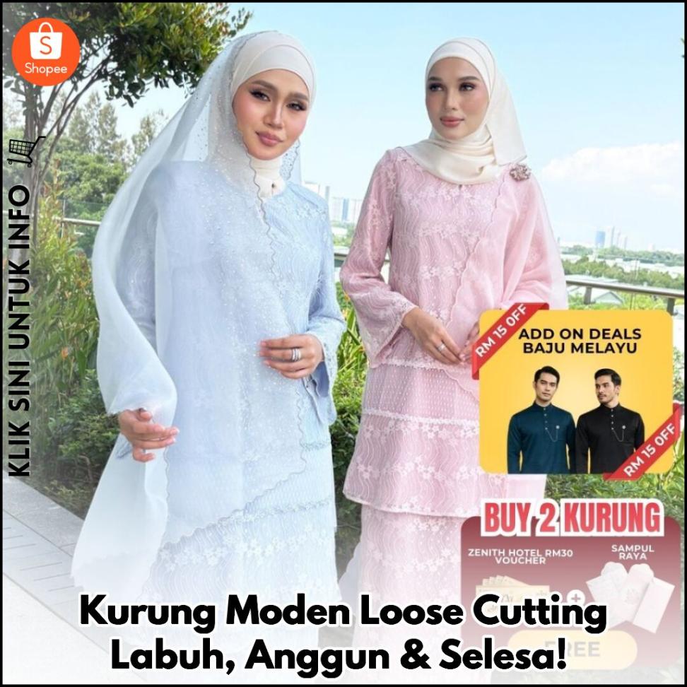 Kurung Moden Loose Cutting Labuh, Anggun & Selesa!