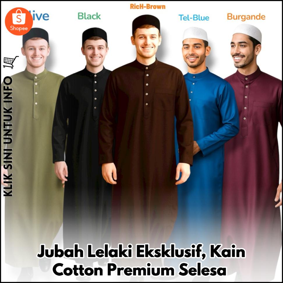 Jubah Lelaki Eksklusif, Kain Cotton Premium Selesa