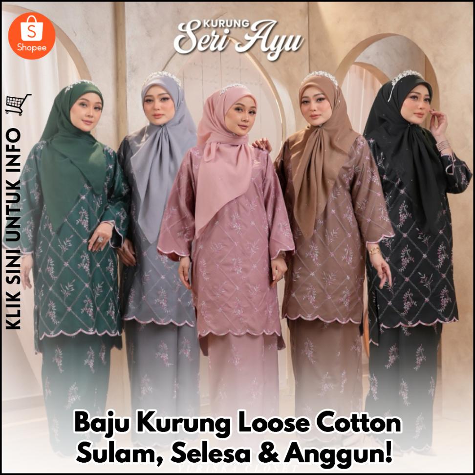 Baju Kurung Loose Cotton Sulam, Selesa & Anggun!