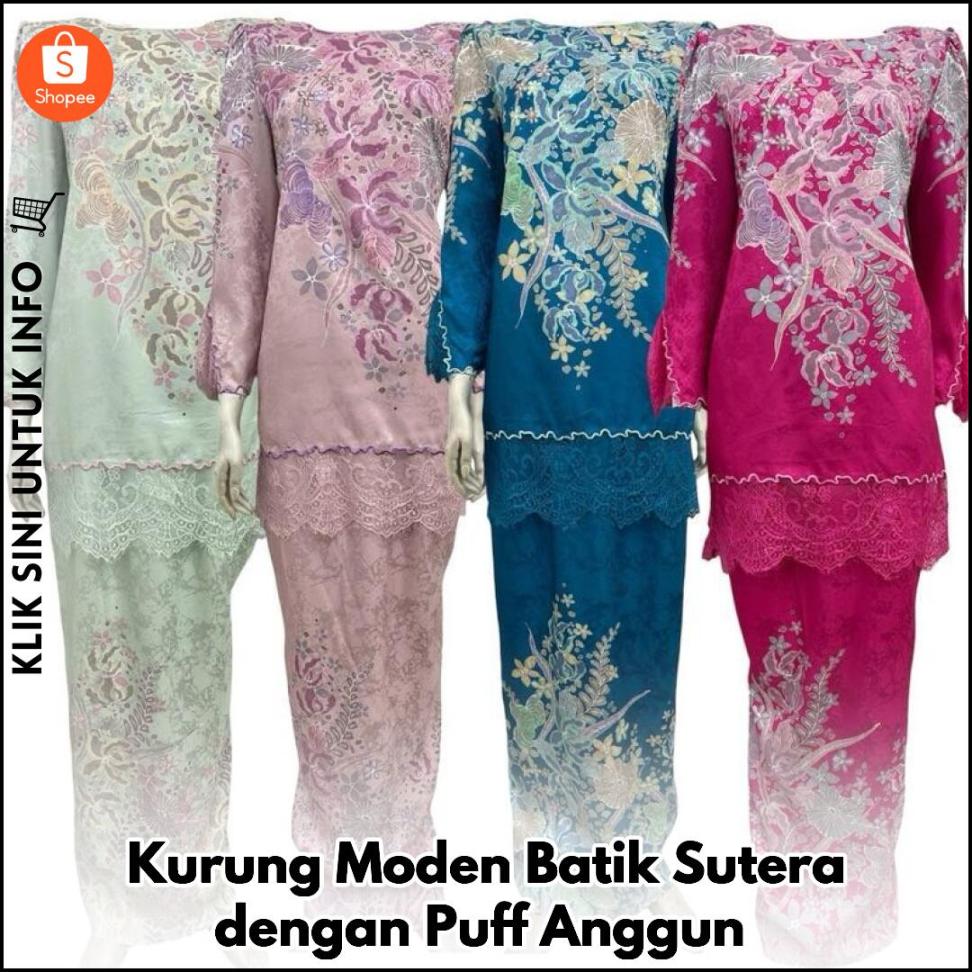 Kurung Moden Batik Sutera dengan Puff Anggun