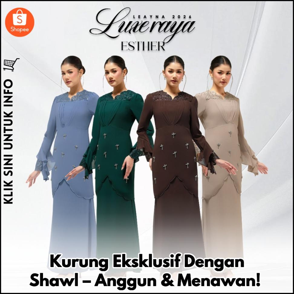 Kurung Eksklusif Dengan Shawl – Anggun & Menawan!