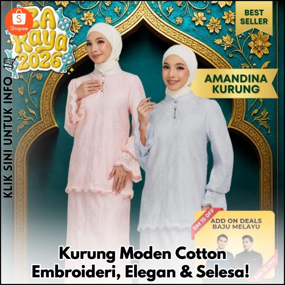 Kurung Moden Cotton Embro, Elegan & Selesa!