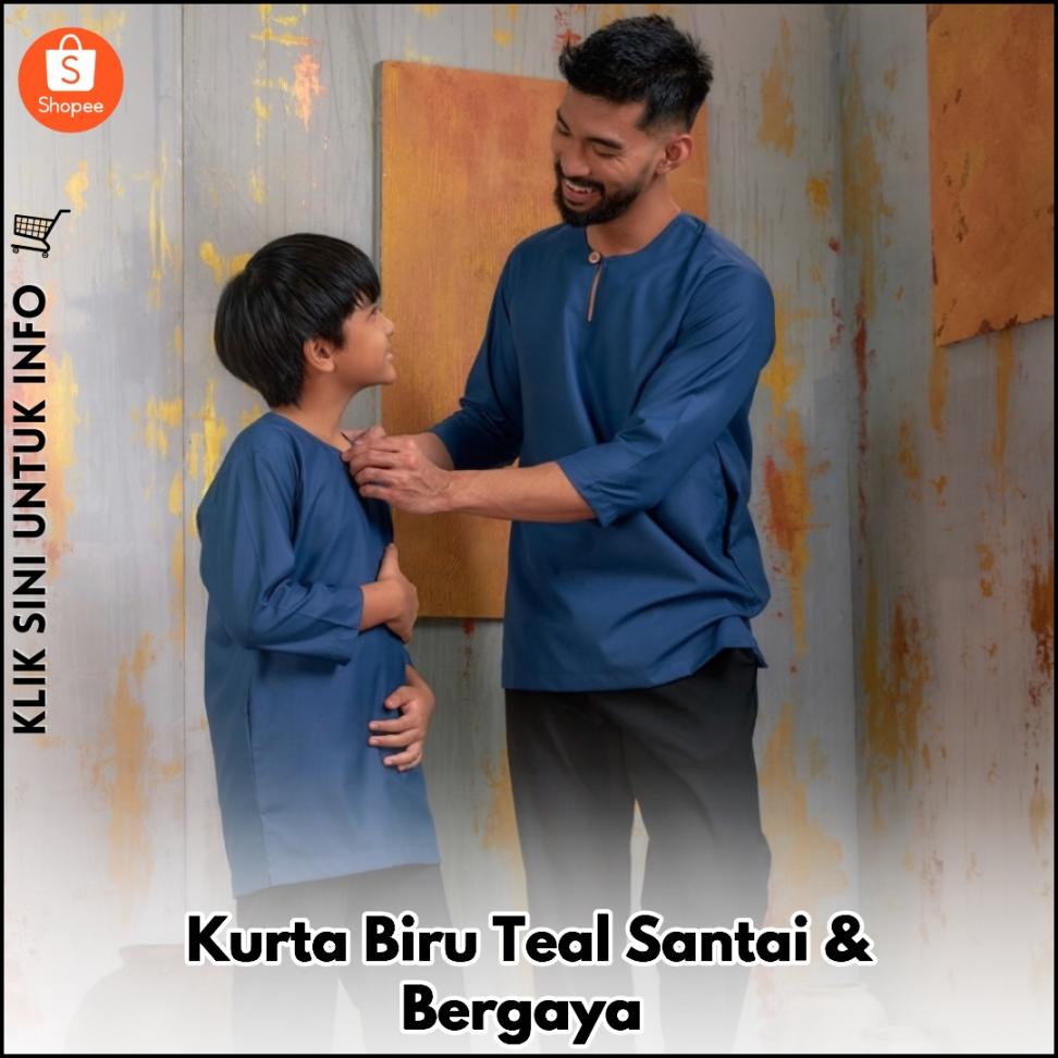 Kurta Warna Teal Blue Yang Menawan & Selesa