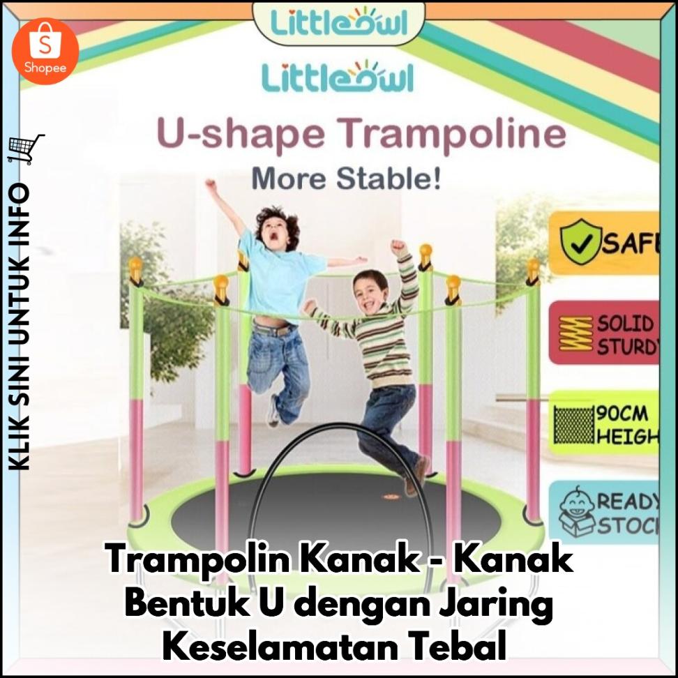Trampolin Kanak-Kanak Bentuk U dengan Jaring Keselamatan Tebal