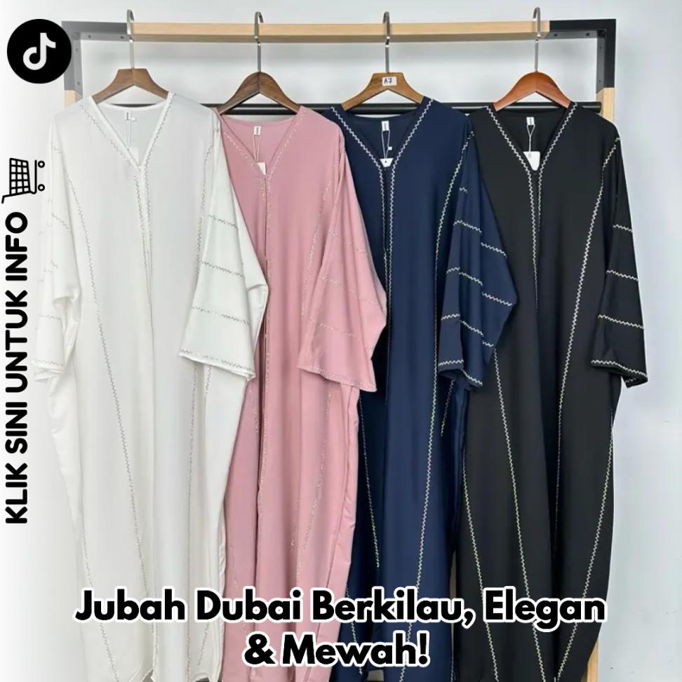 Jubah Dubai Berkilau, Elegan & Mewah!