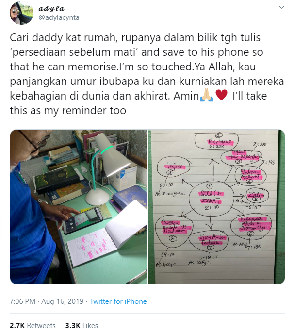 Bapa Tulis Nota Sebelum Diri Dijemput Illahi, Tweet Wanita Ini Undang Sebak!