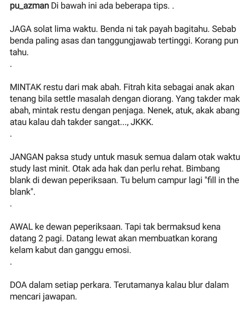 PU Azman Kongsi Tips Berjaya Dalam PT3, Part Last Tu Memang Berdekah Habis!