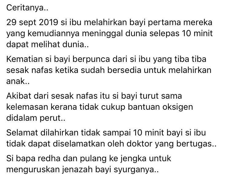 Anak Pergi Dulu, Isteri Pula Menyusul Lepas Bertarung Nyawa Akibat Sesak Nafas