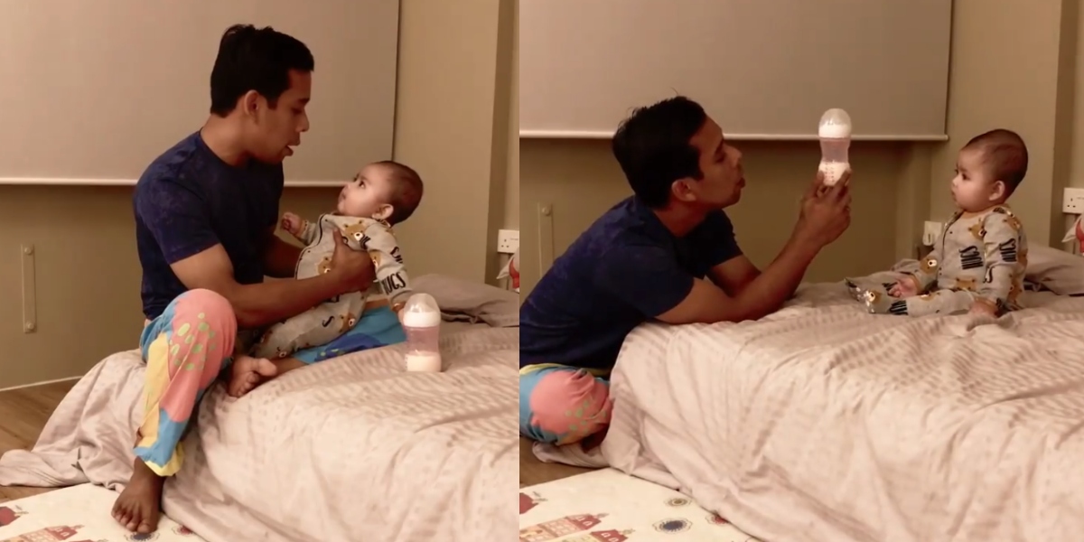 [VIDEO] Asyik Nangis Tak Menyabar, Bapa Ini Gigih Ajar Bayinya Cara Bancuh Susu