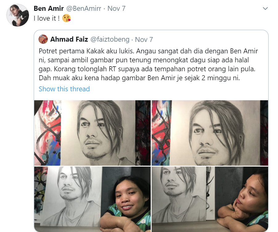 Ben Amir Tunai Janji Jumpa Peminat OKU Yang Lukis Potret Wajahnya
