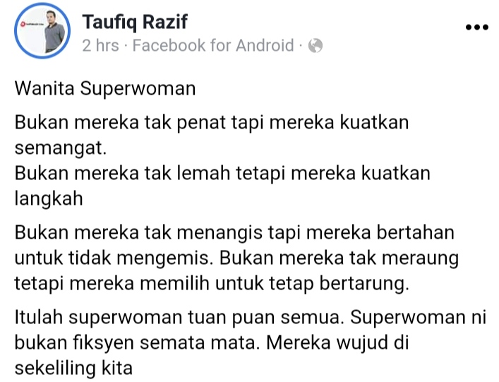 Isteri Layak Digelar ‘Superwoman’, Terkadang Nangis Sendiri Tapi Terus Kuat