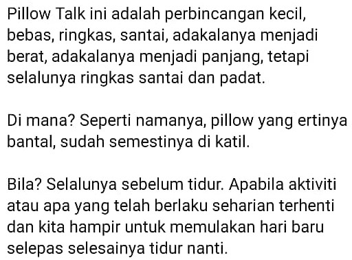 Tambah Kemesraan Suami Isteri, Rutin ‘Pillow Talk’ Abu & Minah Wajar Dicontohi