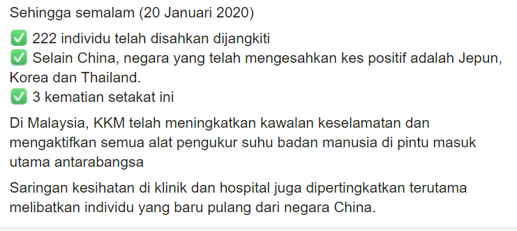 Selepas Influenza, Rakyat Malaysia Wajib Alert Tentang Virus Corona Dari China