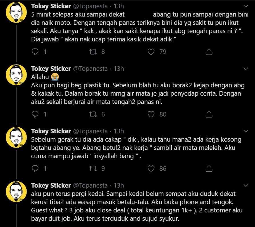 Bantu Keluarga Kelaparan Sebab Beras Habis, Lelaki Terduduk Allah Bayar ‘Cash’