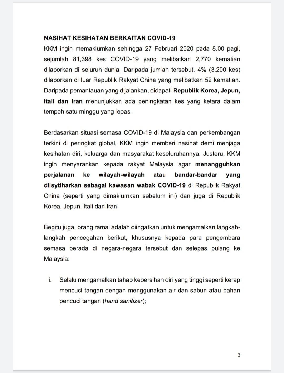 Malaysia Baru Nak Bebas Koronavirus, Namun Wanita Baru Balik Jepun Bawa Wabak