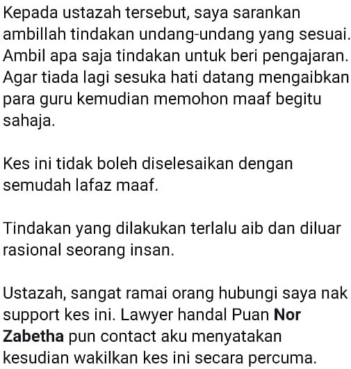 Permohonan Maaf Saja Tak Cukup, Ustazah Disaran Tegakkan Maruah Pendidik