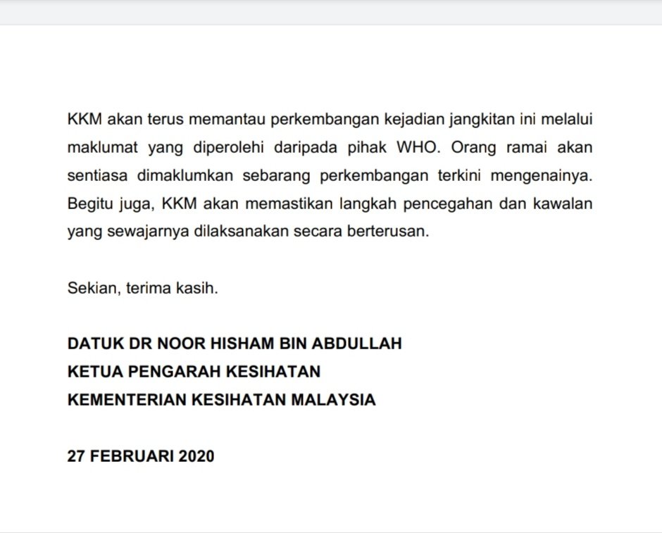 Malaysia Baru Nak Bebas Koronavirus, Namun Wanita Baru Balik Jepun Bawa Wabak