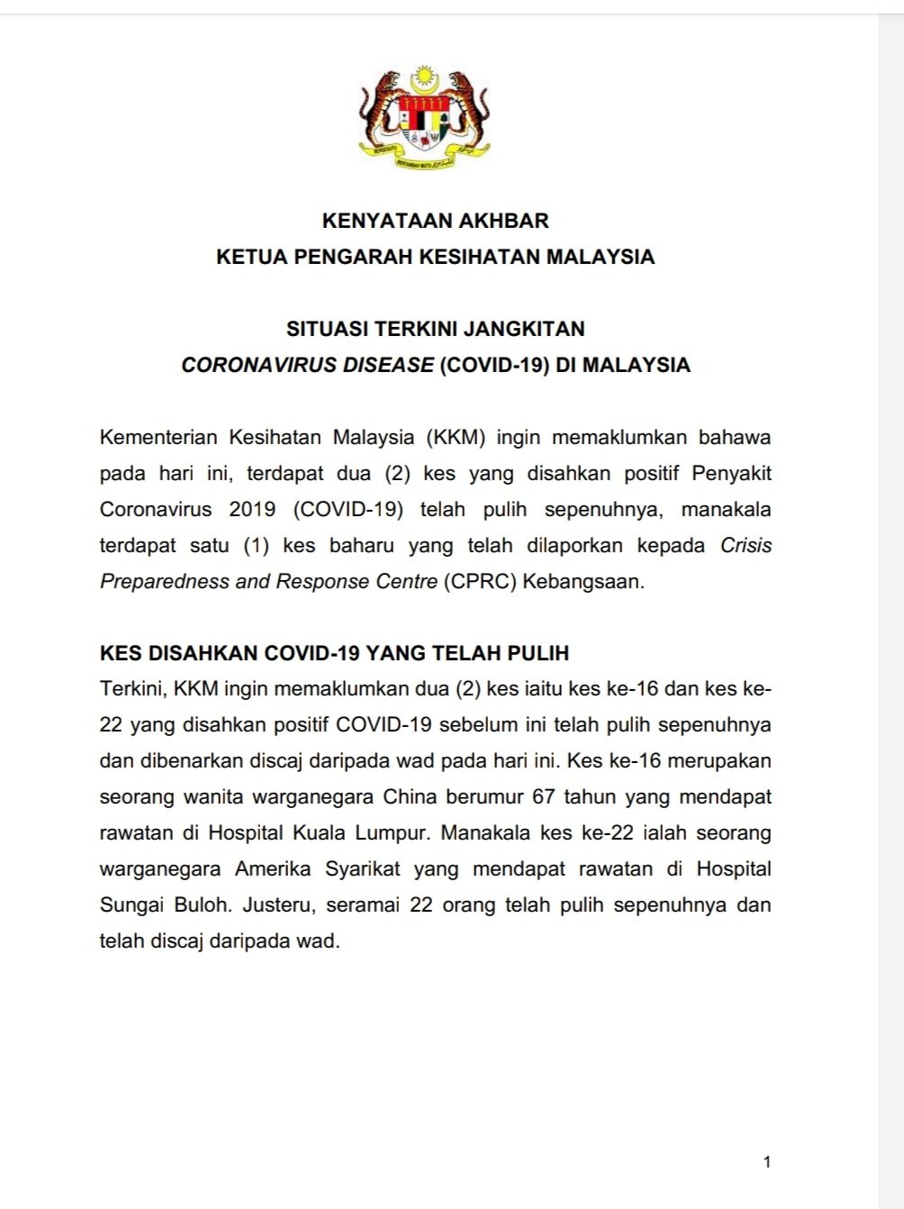 Malaysia Baru Nak Bebas Koronavirus, Namun Wanita Baru Balik Jepun Bawa Wabak