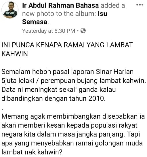 “Majlis Sehari, Tapi Hutang Bertahun” – Kos Kahwin Punca Bujang Senja Meningkat