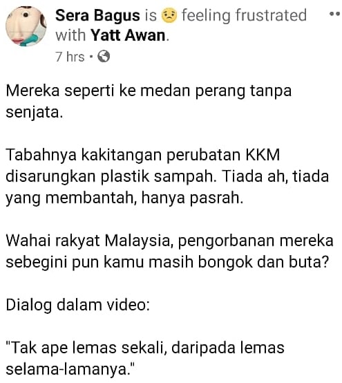 Alat Perlindungan Dah Sikit, Staf KKM Rela Sarung Plastik Sampah Rawat COVID-19