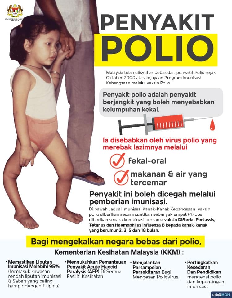 Masih Belum Habis Panik Koronavirus, Sabah Pula Catatkan Wabak Polio Terbaru