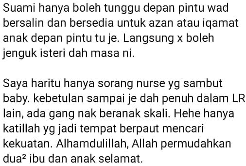 Suami Cuma Tunggu Di Pintu, Ibu Tabah Kongsi Pengalaman Bersalin Dalam Fasa PKP