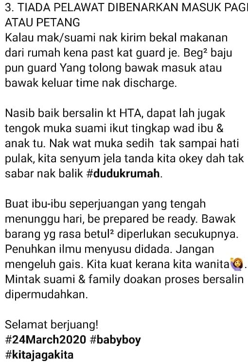 Suami Cuma Tunggu Di Pintu, Ibu Tabah Kongsi Pengalaman Bersalin Dalam Fasa PKP
