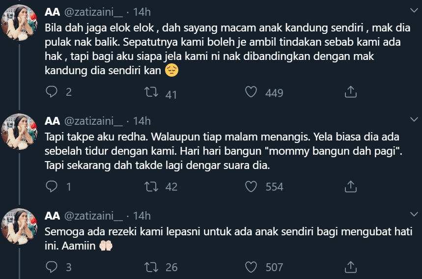 Awal-Awal Suruh Jadi Mak Angkat, Bila Dah Sayang Ibu Kandung Tuntut Semula Anak