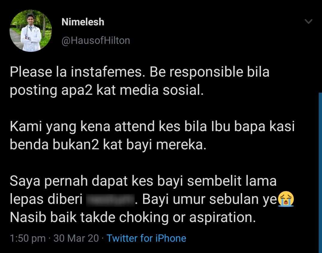 [VIDEO] Instafamous Bagi Anak 5 Bulan Makan Coklat, Doktor Bagi Teguran Tegas