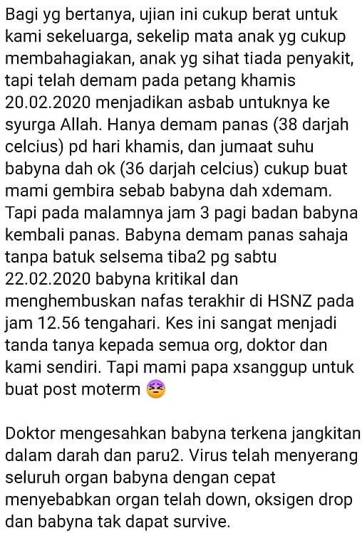 Demam Panas Turun Naik, Ibu Luah Sebak Bayi Umur 5 Bulan ‘Pergi’ Sekelip Mata