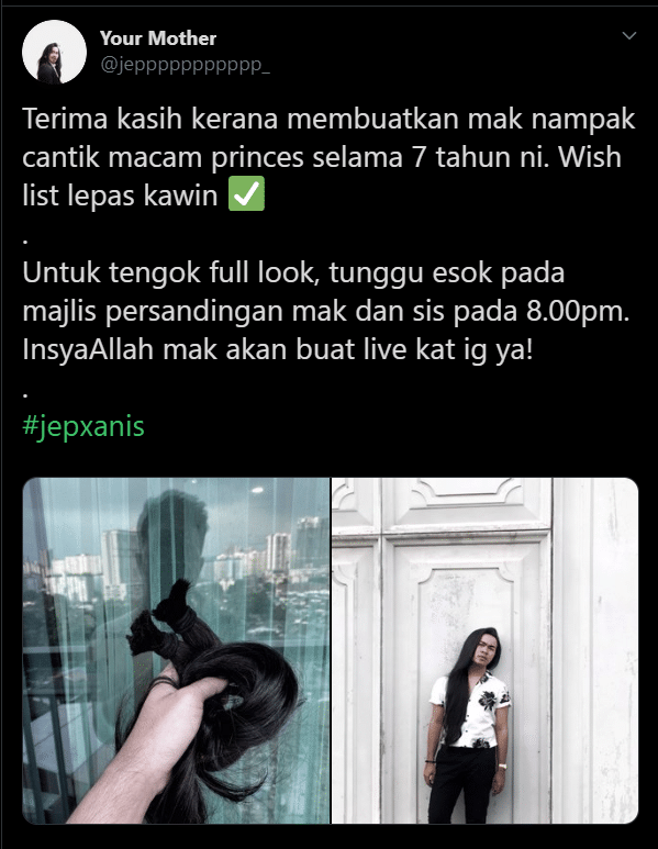 Bela Rambut 7 Tahun Sanggup Potong, Pengantin Serba Hitam Buat Ramai Terpesona