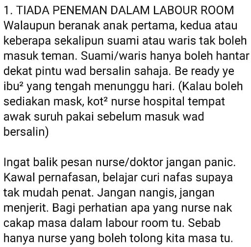 Suami Cuma Tunggu Di Pintu, Ibu Tabah Kongsi Pengalaman Bersalin Dalam Fasa PKP